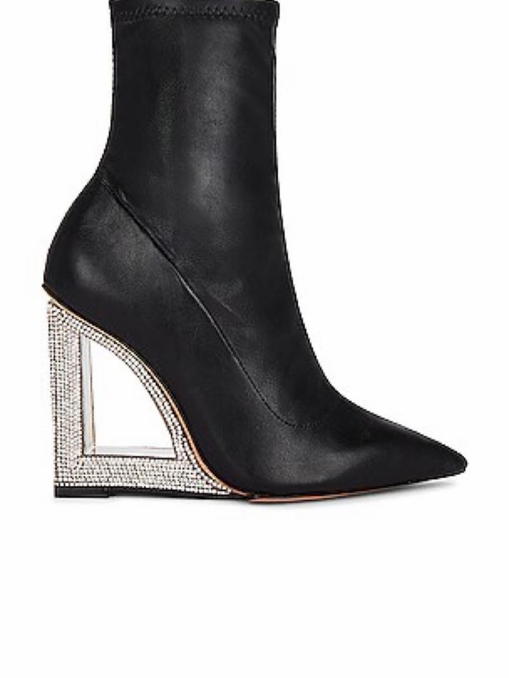 SCHUTZ Black Pointed Rhinestone Wedge Ankle Boot Sz 5